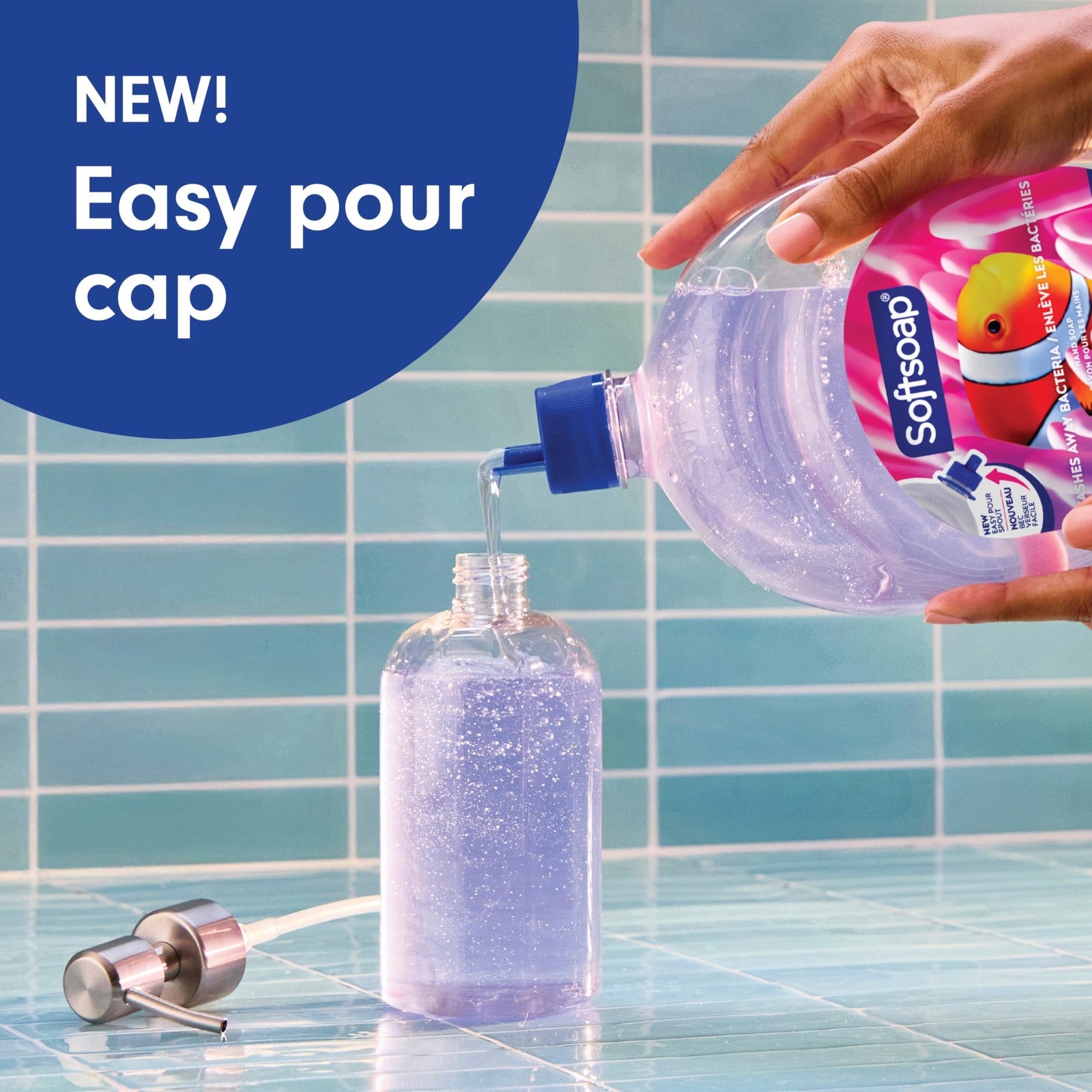 Softsoap liquid hand soap refill packs, aquarium scent, 6 packages, totaling 300oz, with soft soap branding visible.