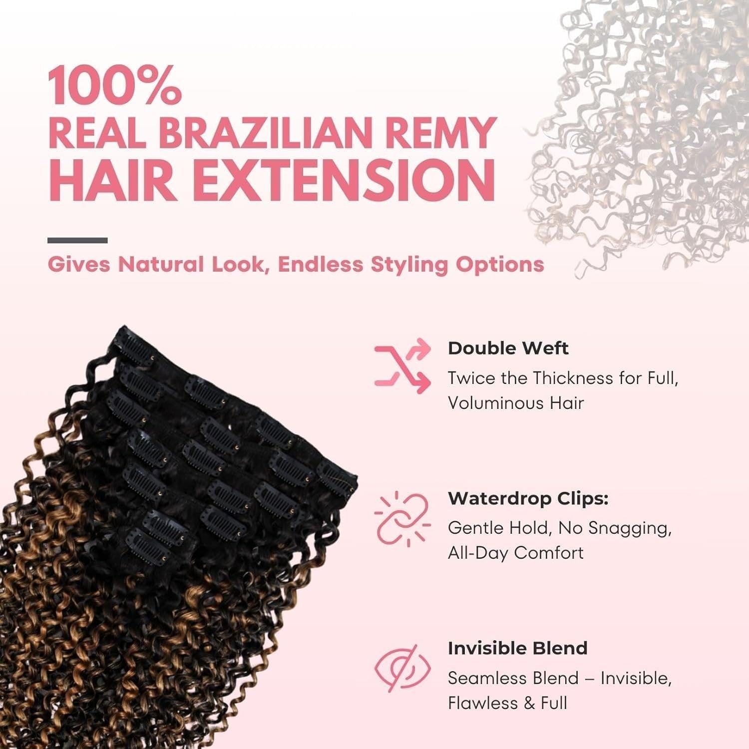 SIYUSI Kinky Curly Clip-In Extensions in honey blonde, Brazilian Remy human hair, 3C 4A curl pattern, natural textured hairstyle
