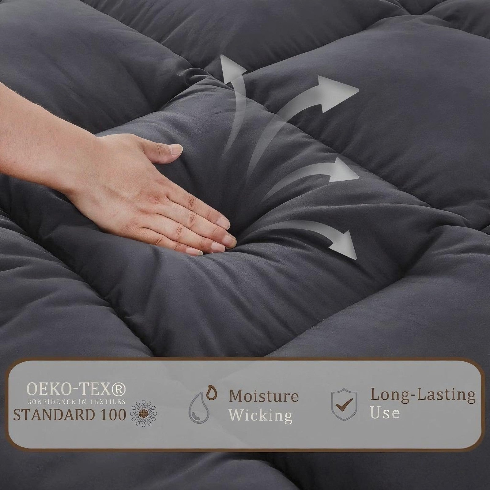 Foldable grey Shouren Japanese floor mattress, portable roll-up futon with soft fabric and cushioned surface for versatile use.
