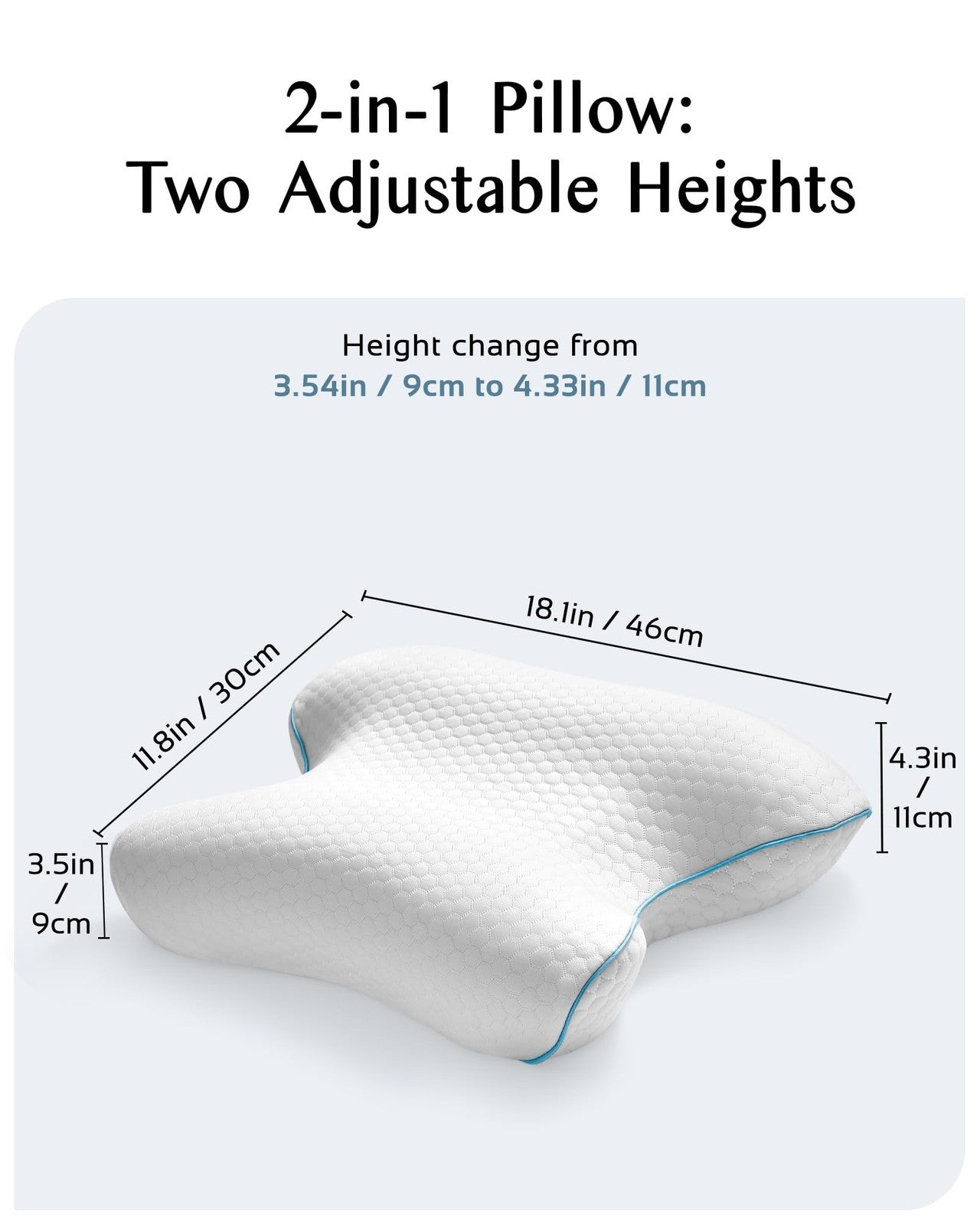 Unbranded Joynox CPAP bed pillow for side and back sleepers, featuring cervical support and a packable, ergonomic design.
