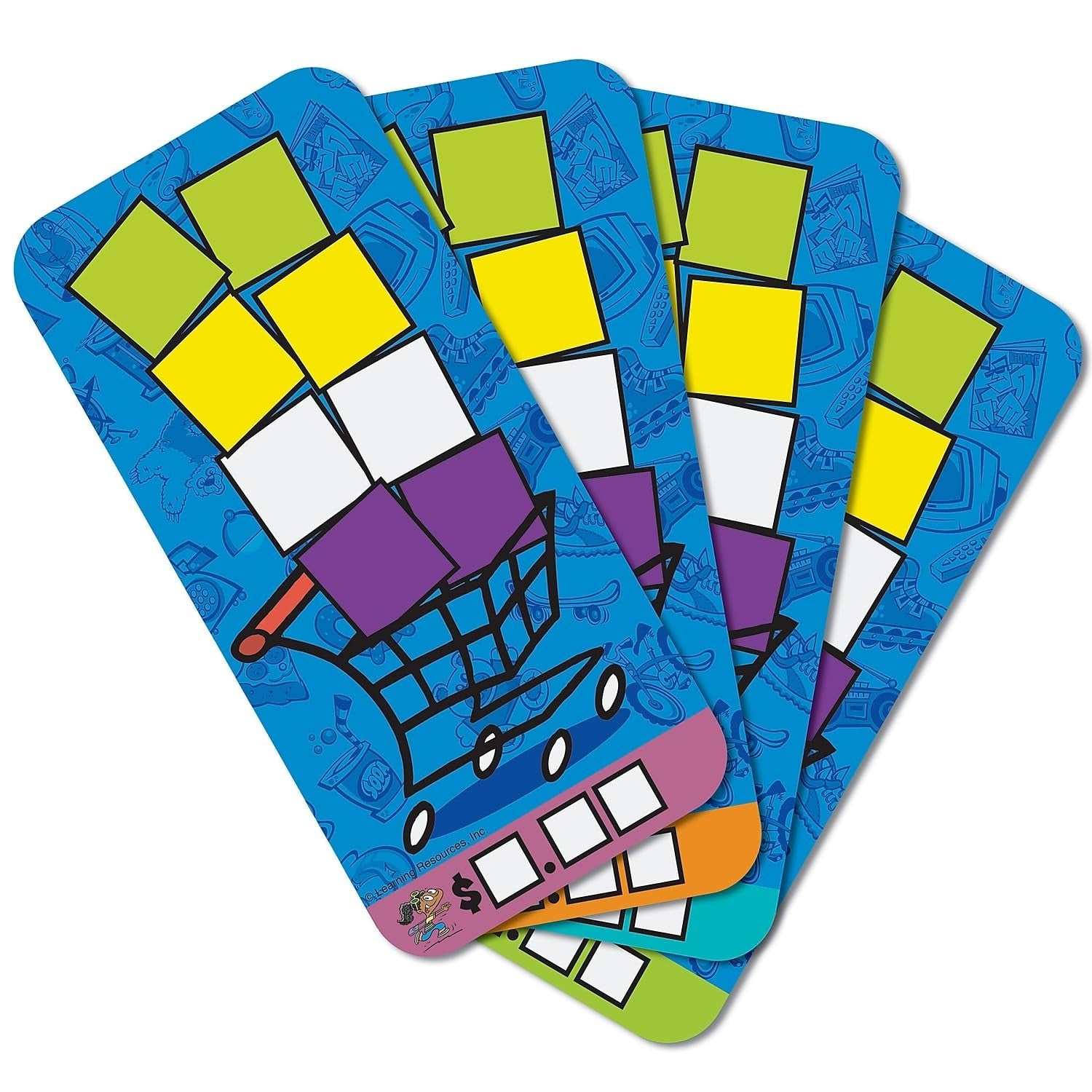 Learning Resources Buy It Right shopping game for kids, featuring colorful game pieces and a playmat for ages 5 and up.