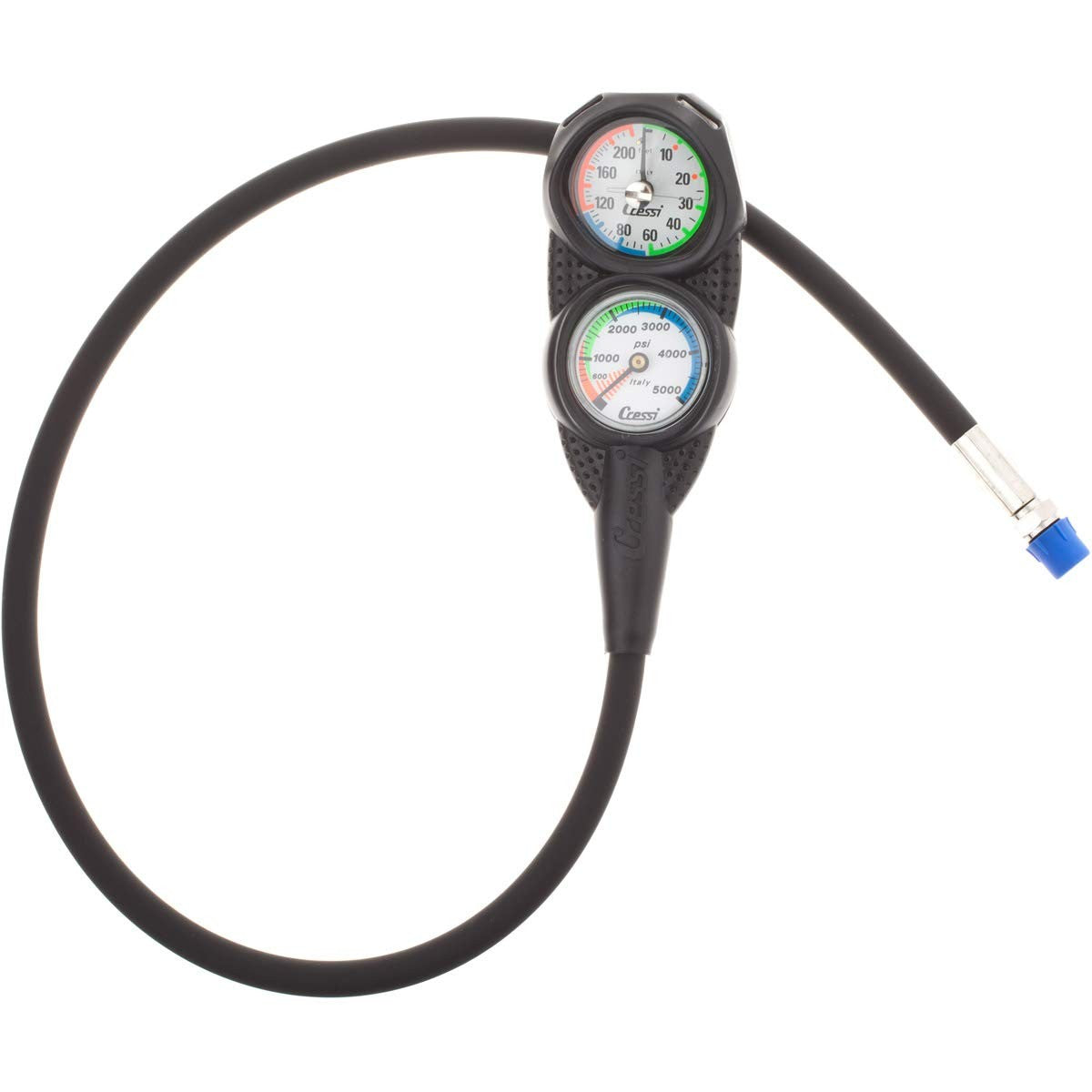 Cressi Mini Console PD2 Imperial scuba diving instrument display with pressure gauge and depth meter, compact and easy to read.