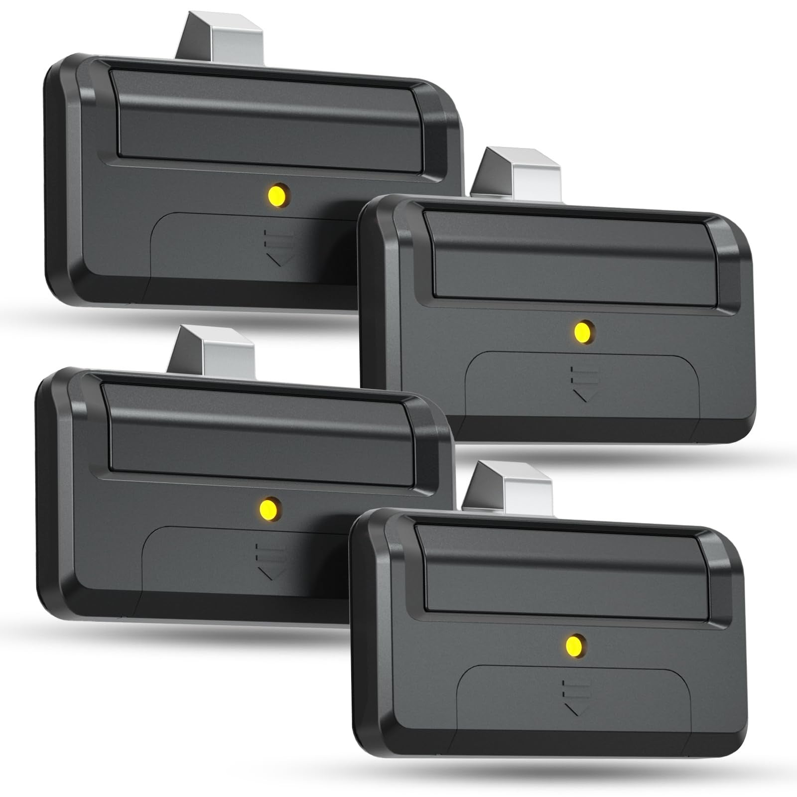 Cylrod Liftmaster gate remote 4-pack MC 811LMX Security+ 2.0 315MHz and 390MHz compatible remotes on a white background.