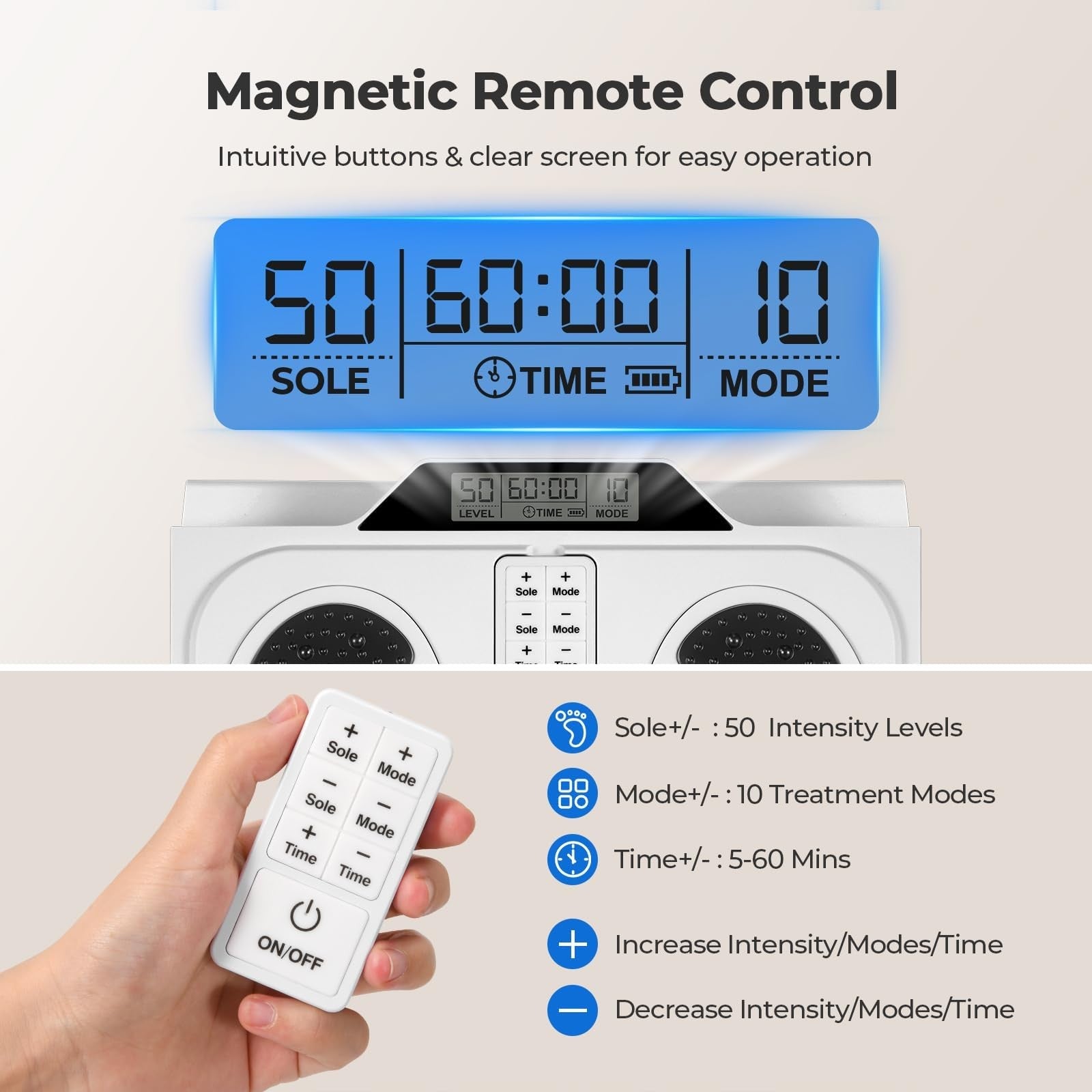 KNQZE EMS foot massager with control panel for nerve stimulation and circulation enhancement, designed for neuropathy relief.