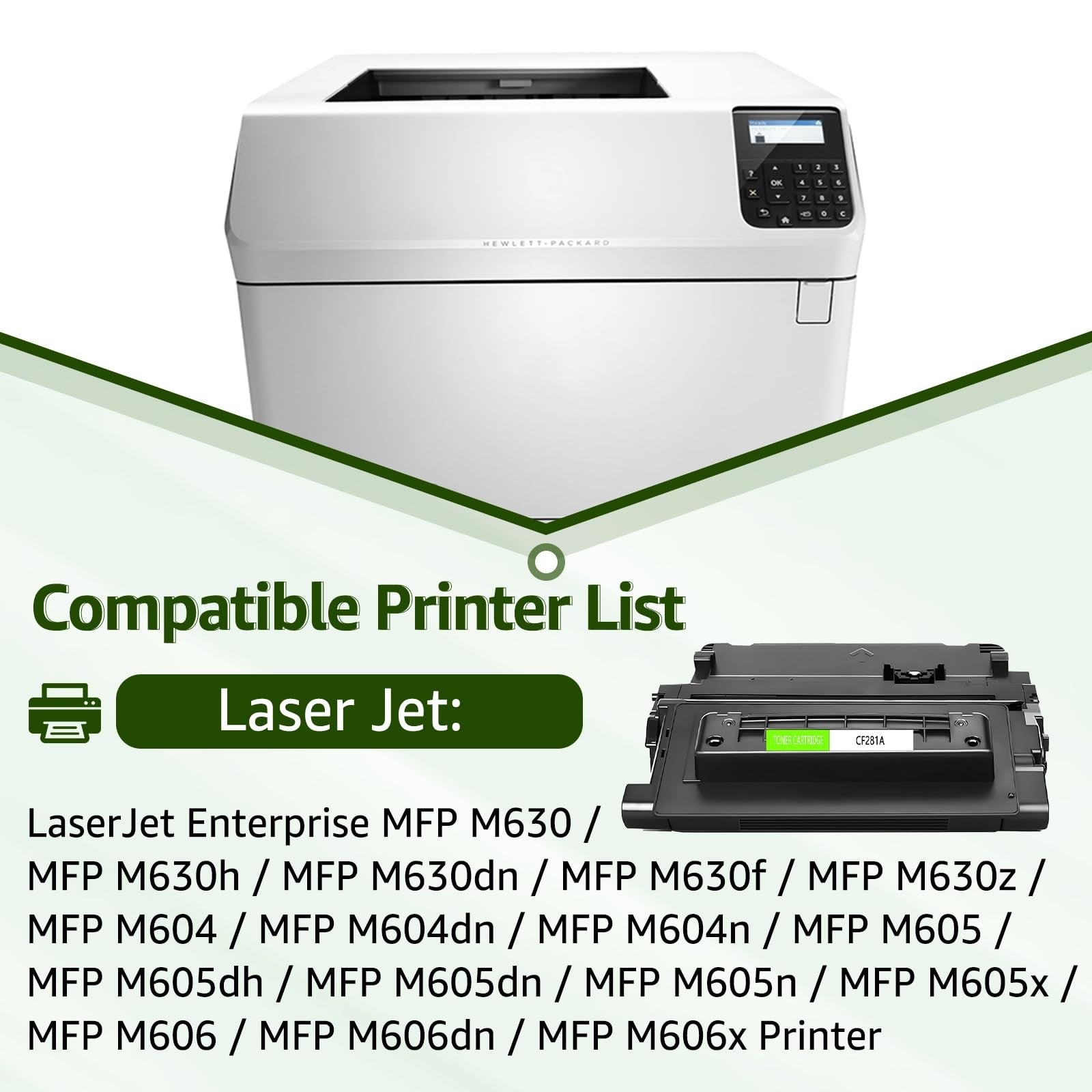 Greencycle HP 81A CF281A compatible toner cartridge for laser printers, with a clear plastic casing and black toner visible.