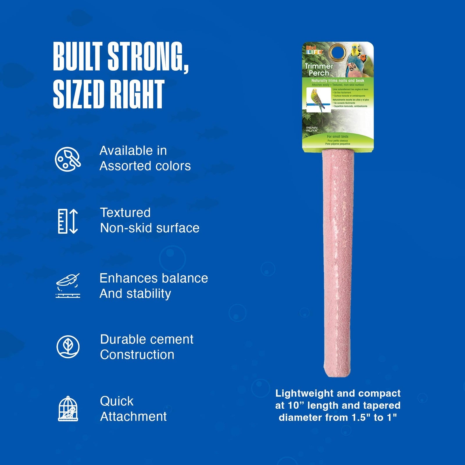 Penn-Plax Bird-Life Cement Trimmer-Perch for birds, featuring a natural cement surface to trim nails and beak safely.