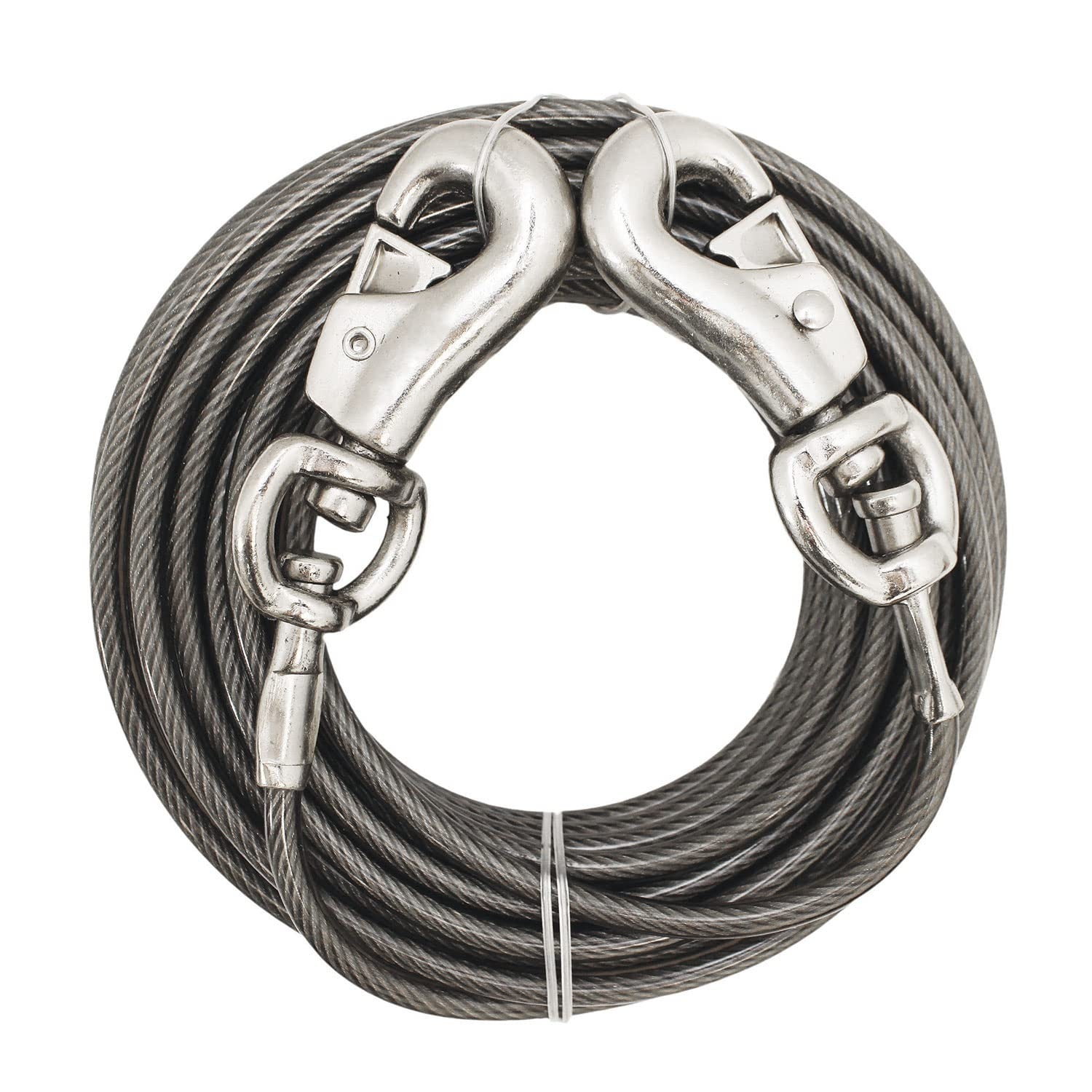 Heavy-duty Boss Pet Prestige Super Beast XXL 40ft dog tie-out leash with durable nylon construction and metal clip for outdoor safety.