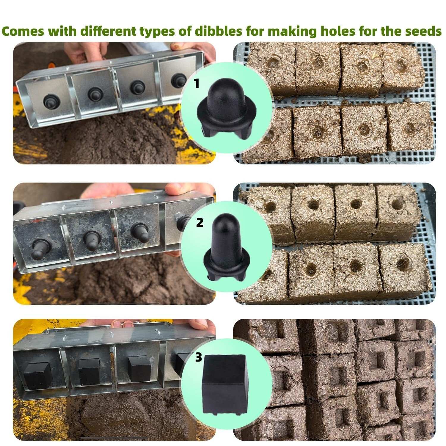 Hand-held Soil Blocker 4x2 inch seed block maker tool for gardening and seed starting