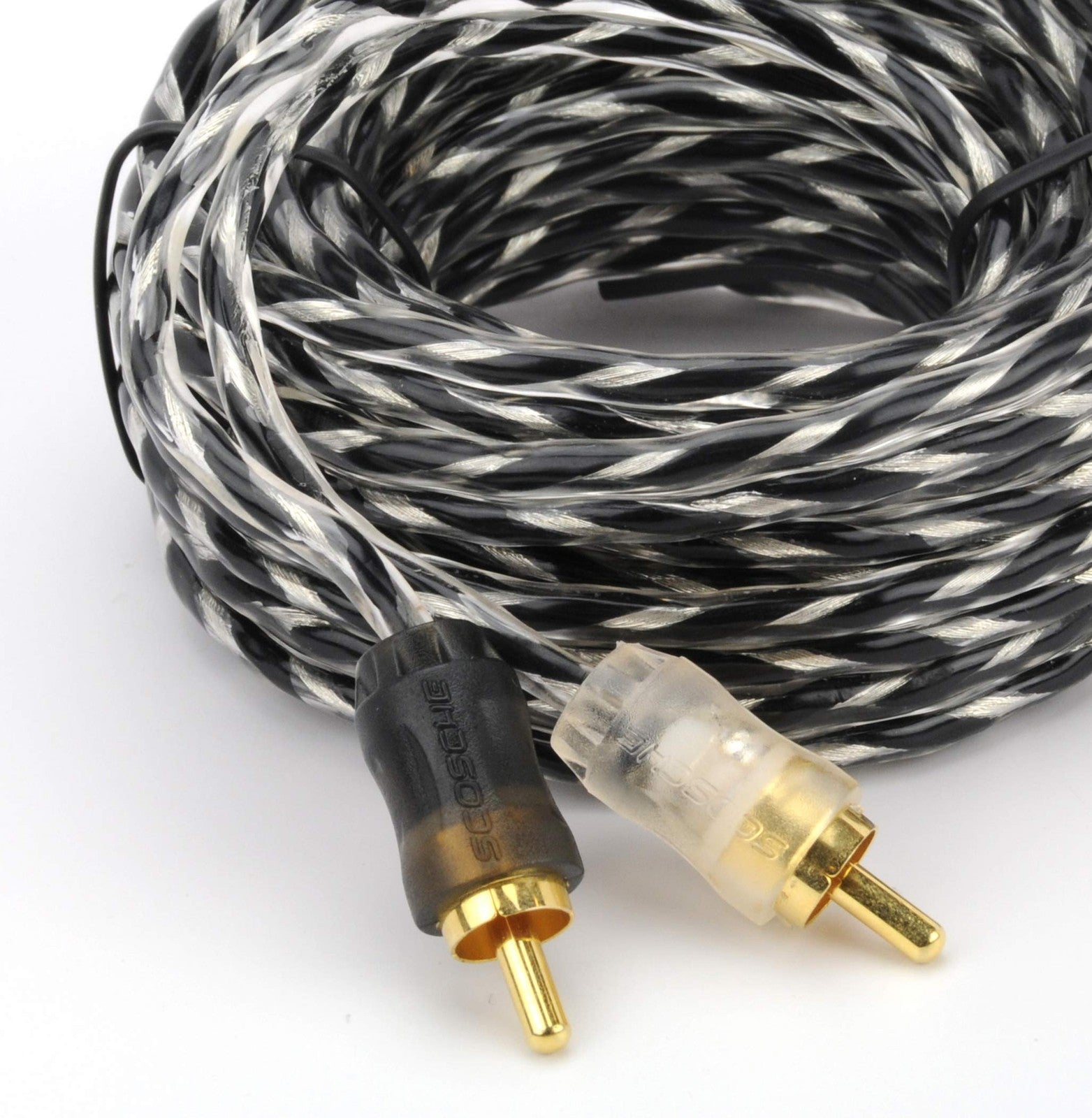 Scosche KDADCCSD high current dual car amplifier wiring kit with power cables and connectors for car audio installation.
