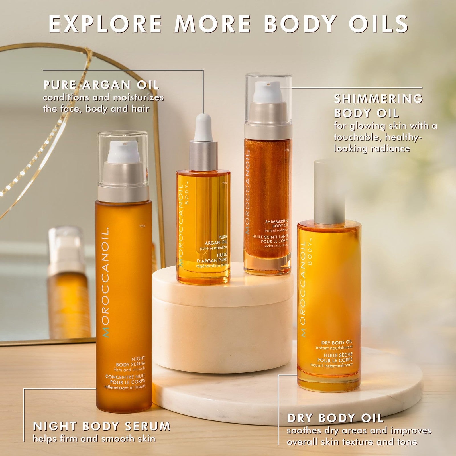 Moroccanoil Shimmering Body Oil in 1.7 fl oz bottle, featuring a sleek design and a shimmering finish for radiant skin.