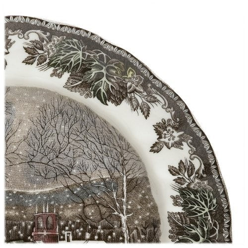 Johnson Brothers Friendly Village 20-piece multicolor dinnerware set, includes plates, bowls, and cups on a table.