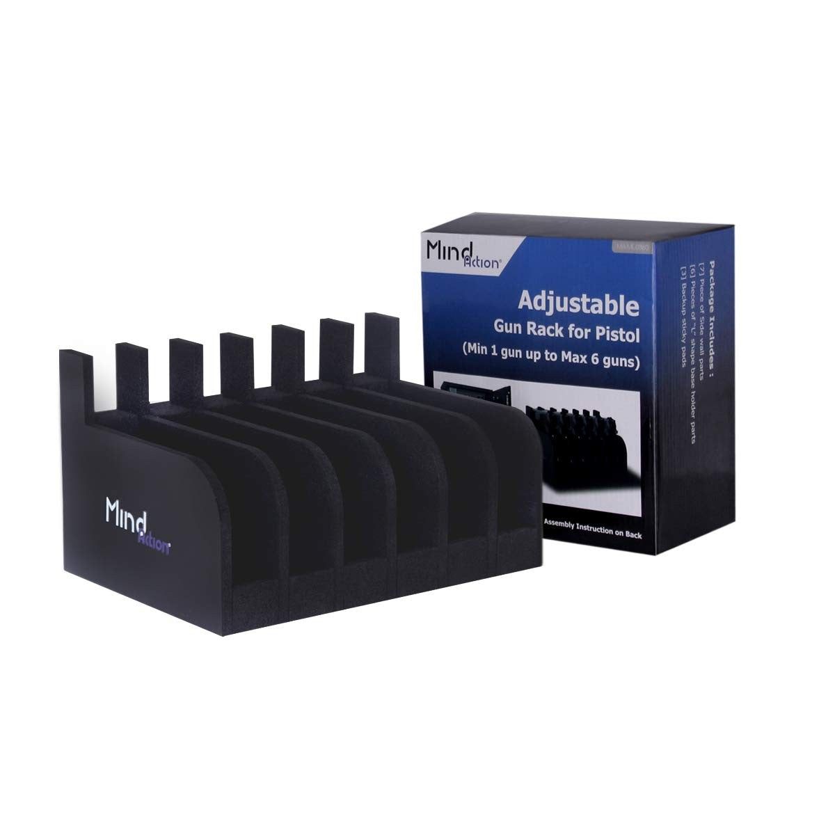 Mind&Action foam pistol rack for gun safe, gun cabinet accessory, holds pistols securely with custom foam padding.