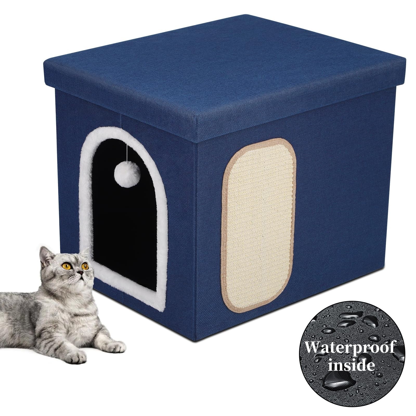 Foldable Shikha cat litter box enclosure with mesh storage, waterproof design, and hidden access for easy cleaning and discreet pet space.