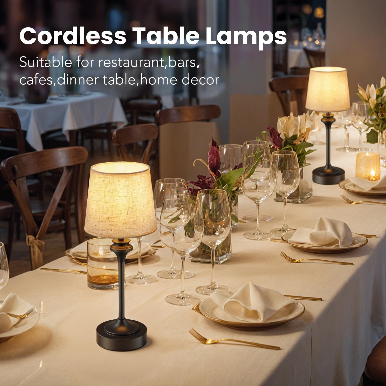 NIORSUN portable cordless table lamp with flaxen fabric shade, battery-operated and ideal for ambient lighting.