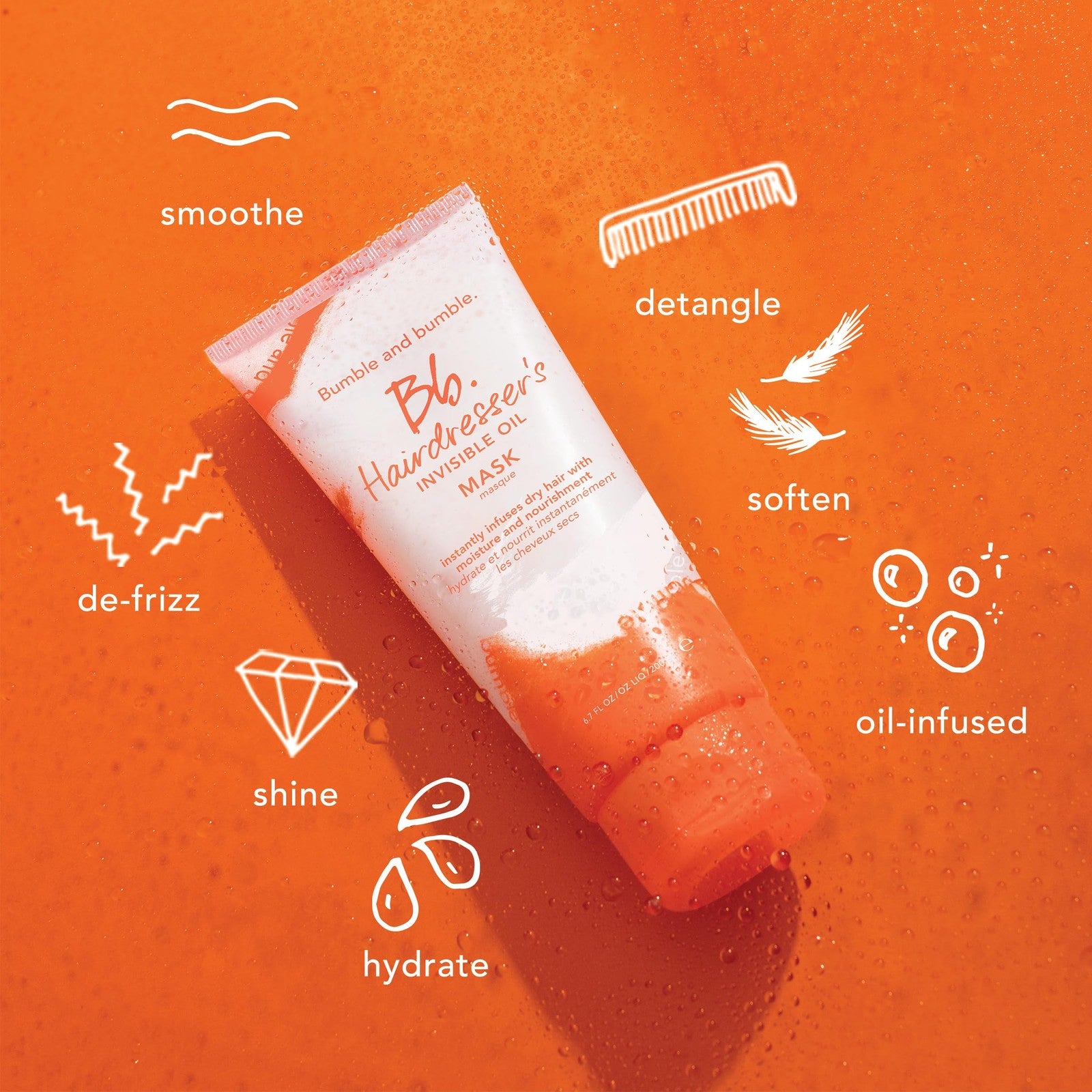 Bumble and bumble Hairdresser's Invisible Oil Hydrating Hair Mask in a jar, creamy texture with a smooth, moisturizing appearance.