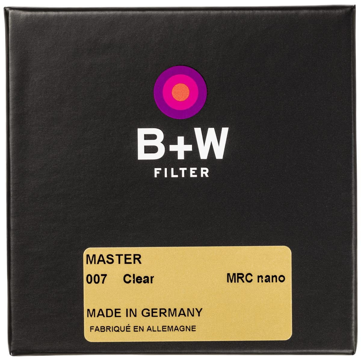 B+W 55mm Master Clear MRC Nano 007M glass filter mounted on camera lens, showing its clear, high-quality filter surface.