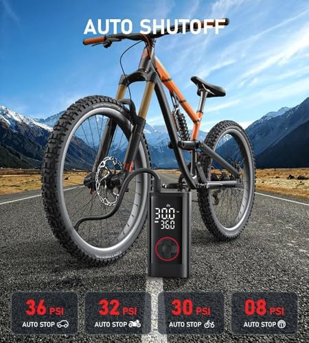 JUSUOX portable cordless tire inflator and air compressor with digital display, 150 PSI for car tires, compact and easy to use.