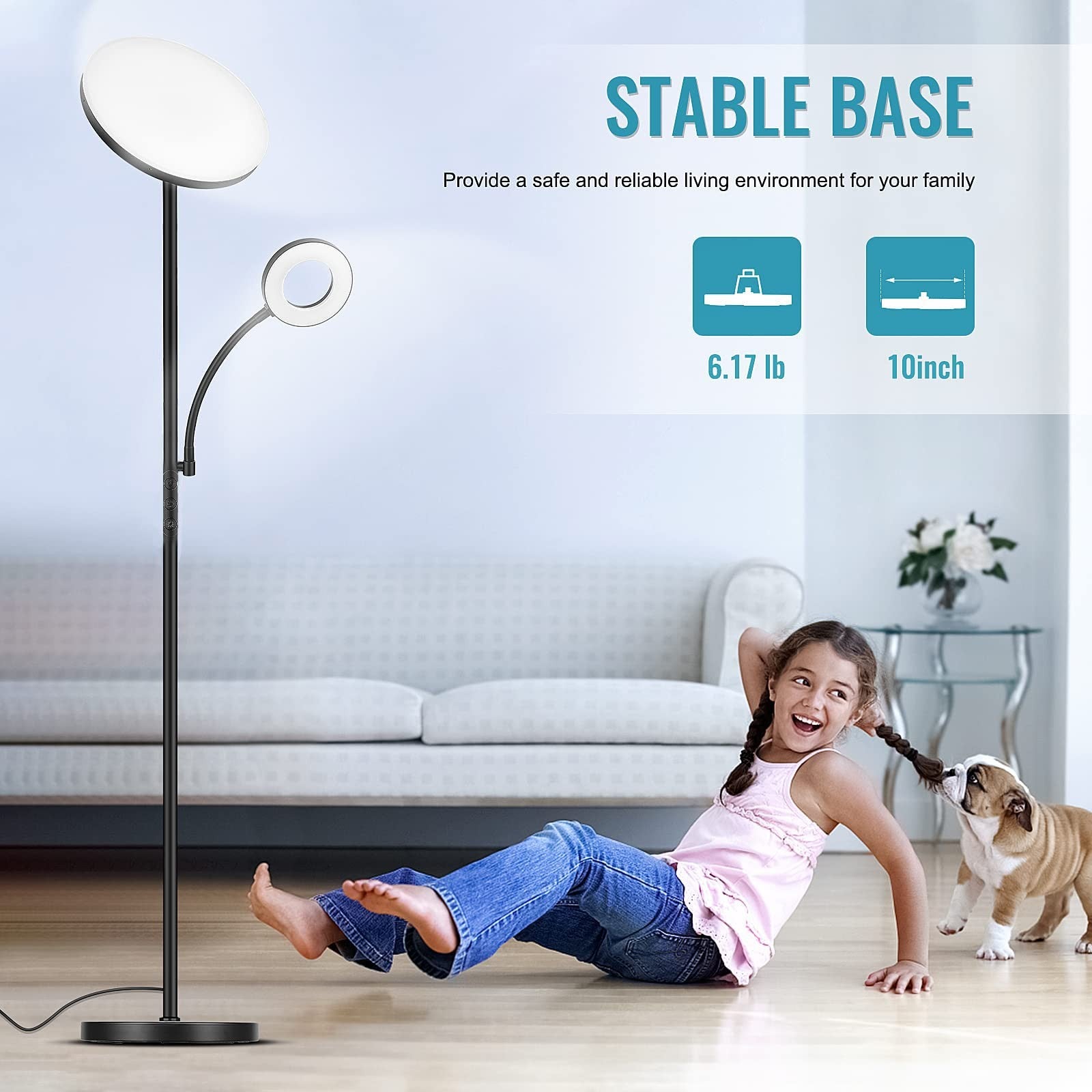 Unbranded upgraded 42W LED floor lamp with bright 4000 lumens and modern design, ideal for living rooms and reading areas.