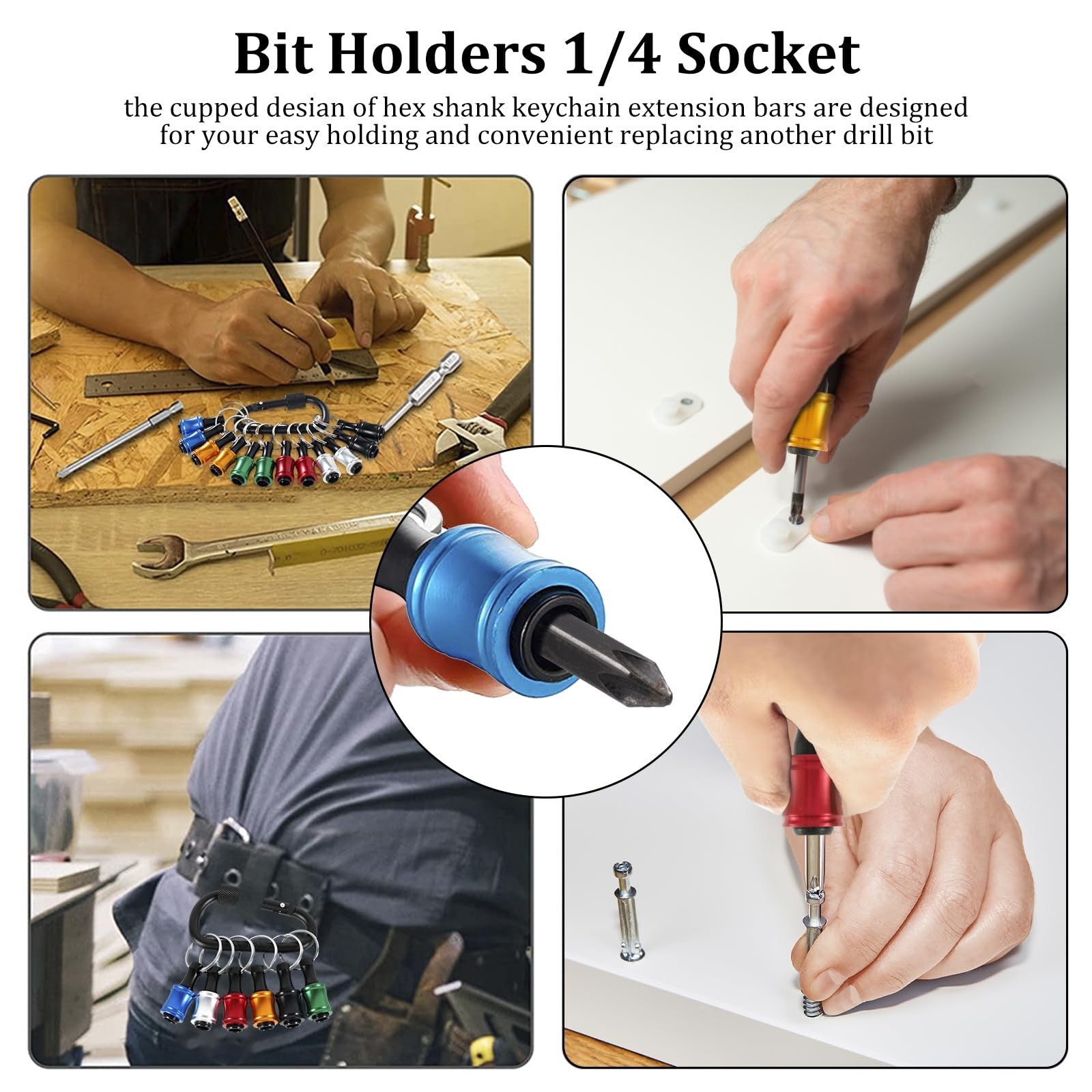 TKSDWBLTY 36-piece 1/4-inch hex shank drill bit holder with quick-change socket for portable drill use.