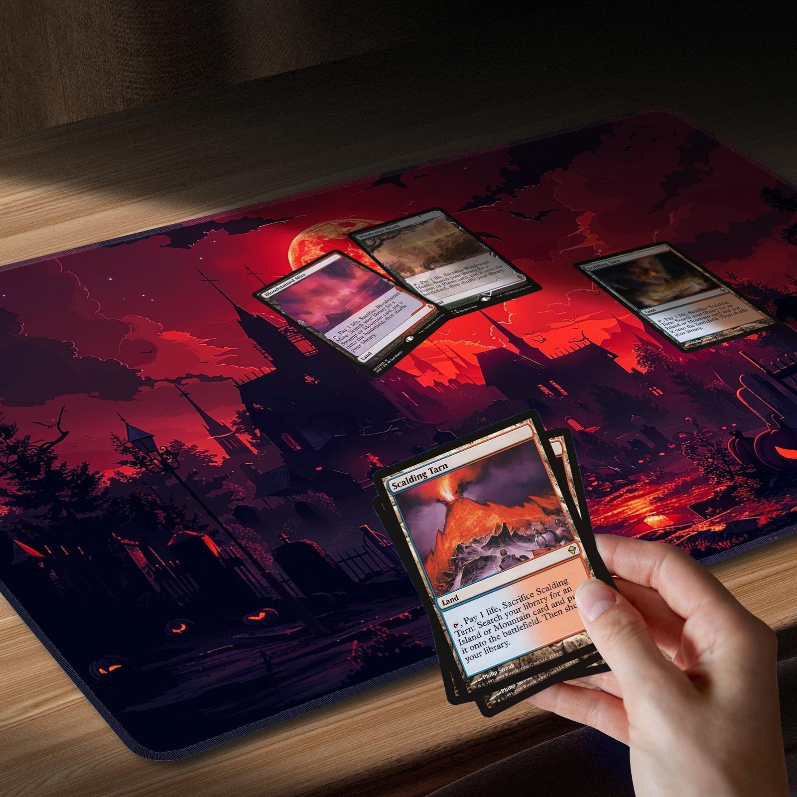 AIRCBC MTG playmat with non-slip rubber backing, printed commander board game desk mat for dueling card games.