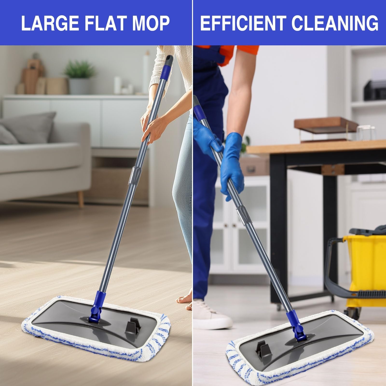 MASTERTOP microfiber floor mop for industrial cleaning, large size with durable head and ergonomic handle for efficient floor cleaning.