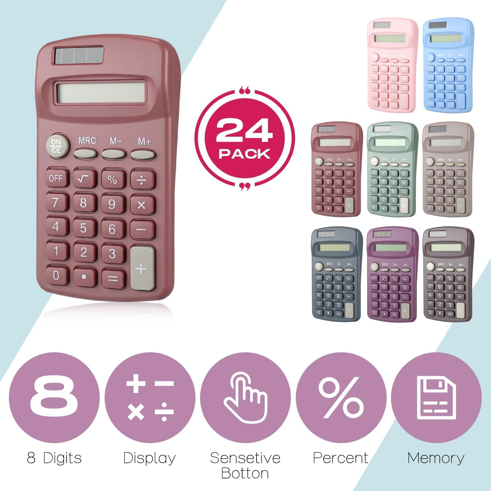 Yunsailing 48-pack of small pocket calculators with 4-function, battery-powered design, ideal for basic math tasks.
