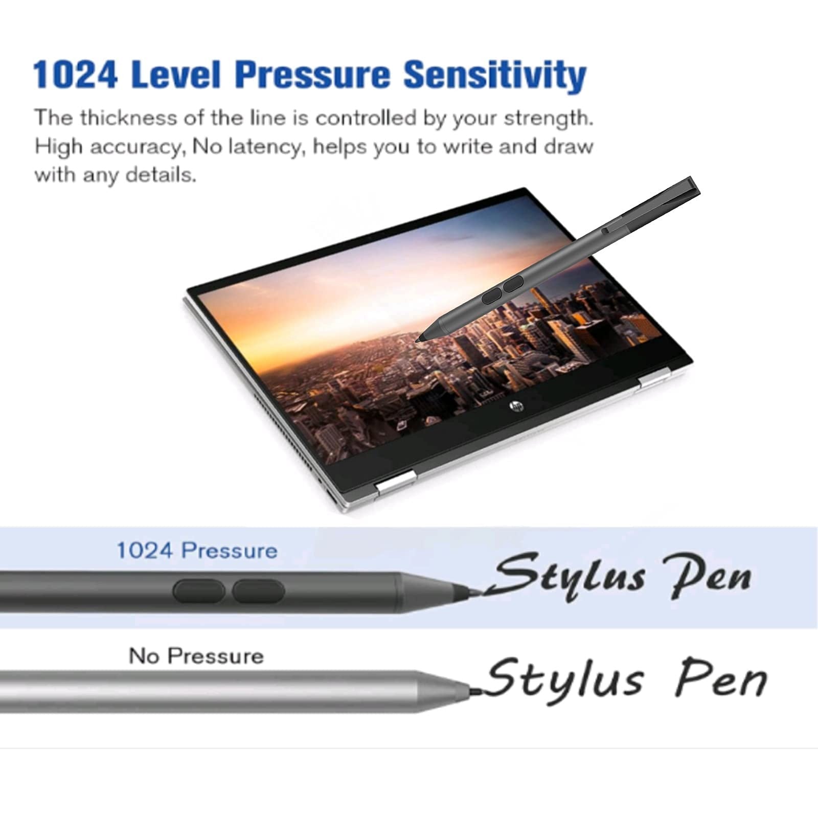 Unbranded Azx stylus pen for HP 1024 with pressure sensitivity and 2500-hour battery life, suitable for digital drawing and writing.