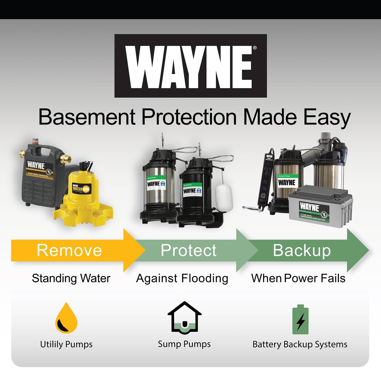 Wayne SPF50-1/2 HP epoxy coated steel and thermoplastic submersible sump pump with power cord and inlet screen
