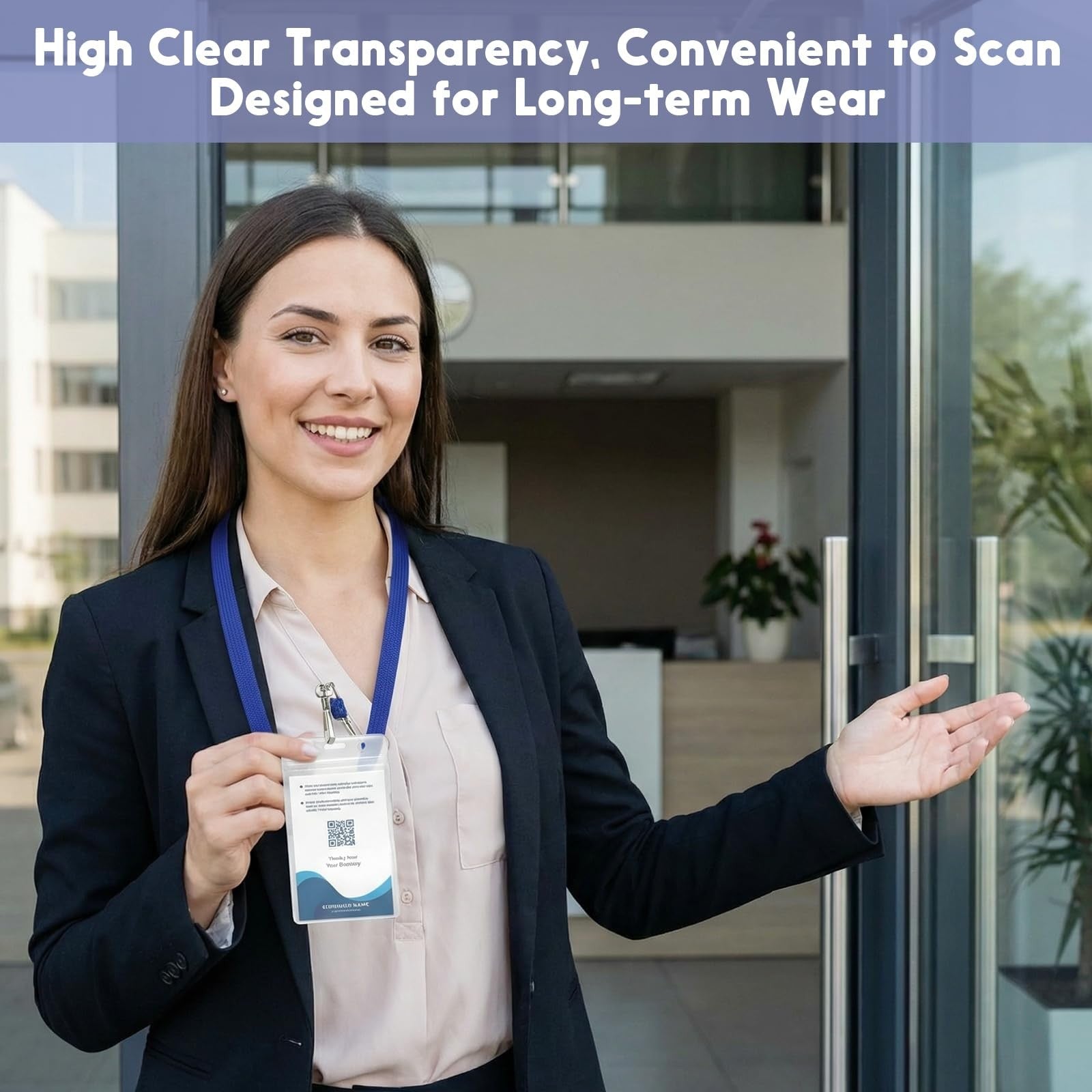 Marspark 200 set clear ID name badge lanyards with ID holder for cruise staff, featuring durable neck straps and transparent badge holders.