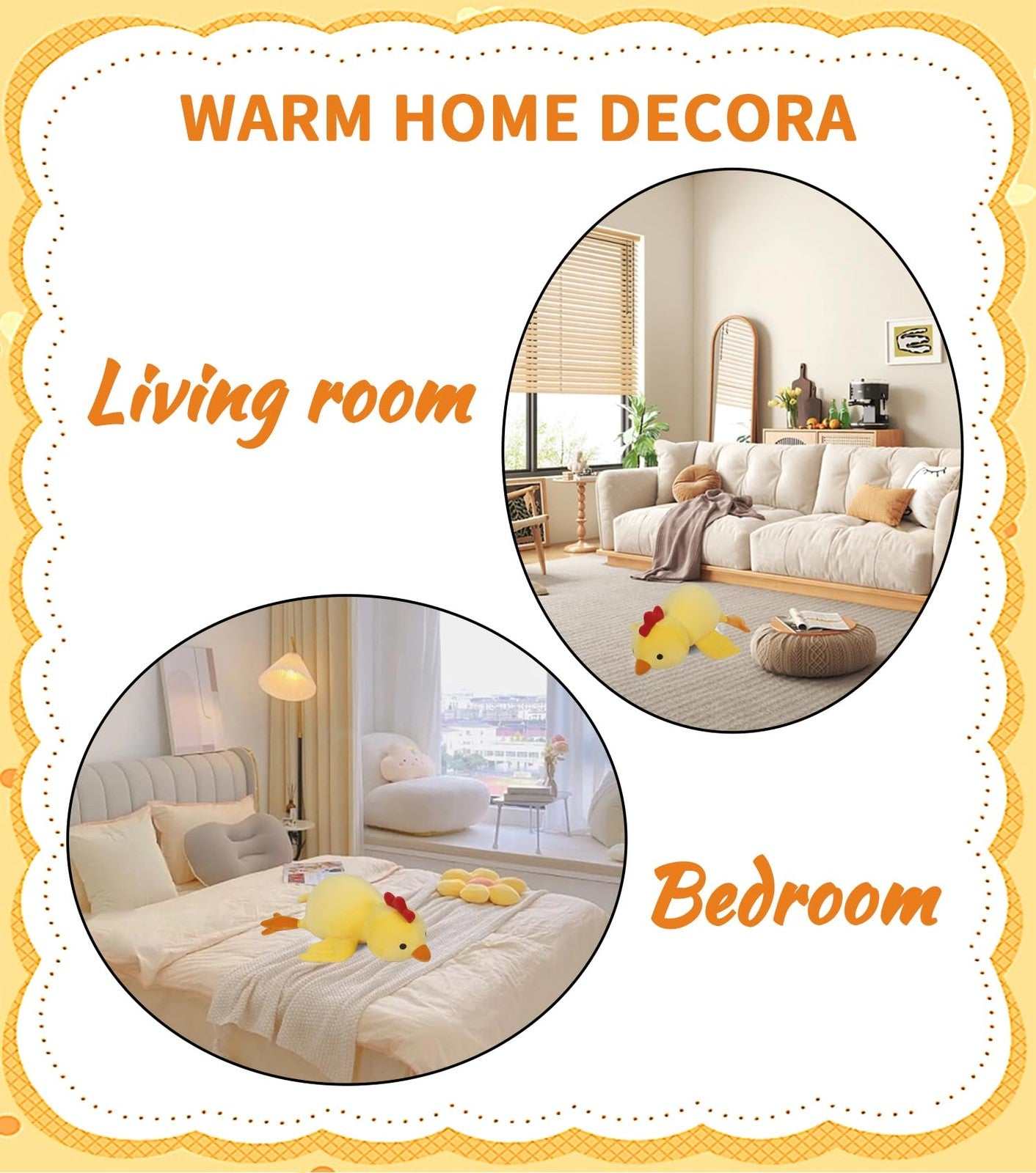 24-inch FLORVIV Weighted Chick plush toy for anxiety relief, yellow polyester stuffed animal weighing 4.65 pounds