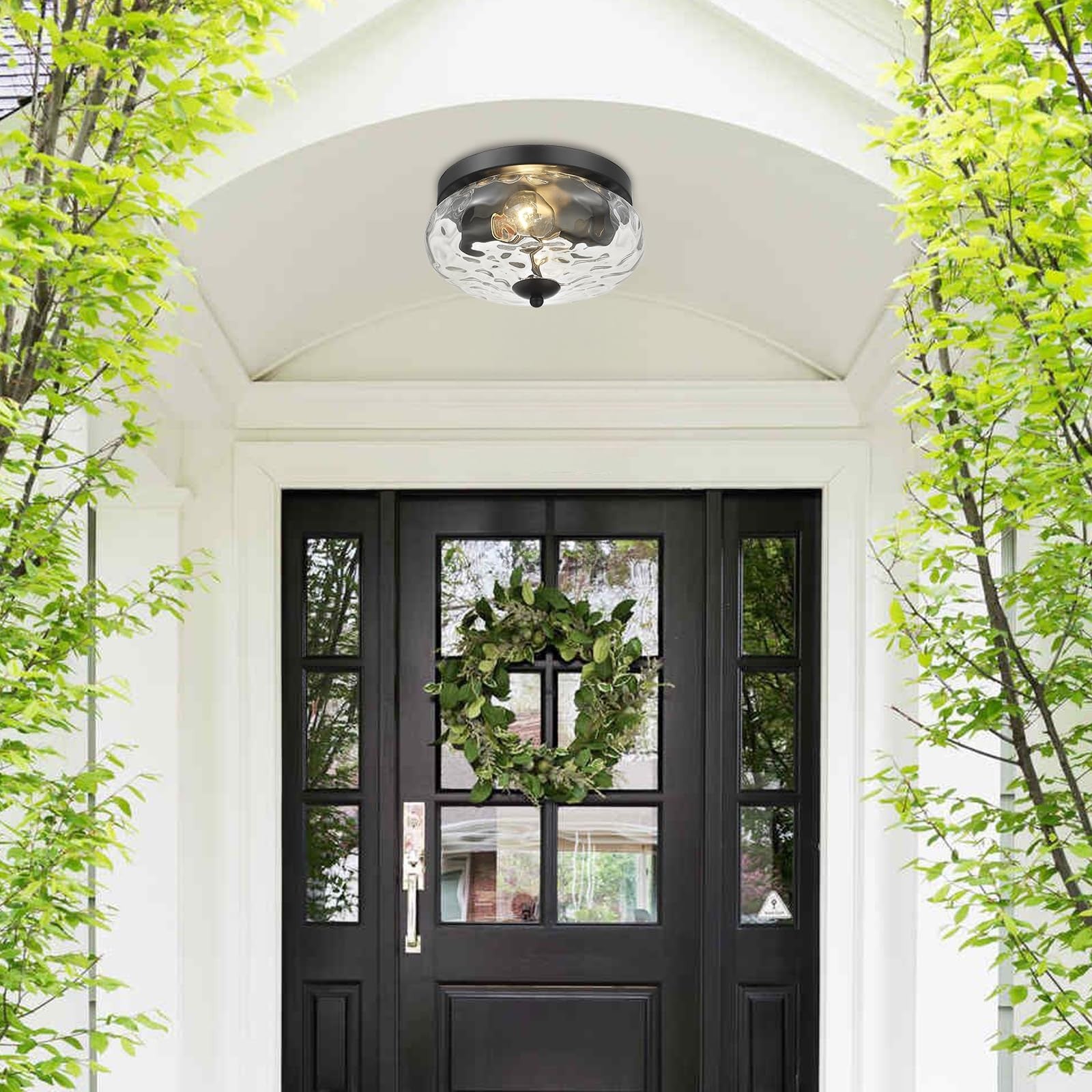 Darkaway flush mount ceiling light fixture with a sleek indoor outdoor design, featuring a dark finish and modern style.
