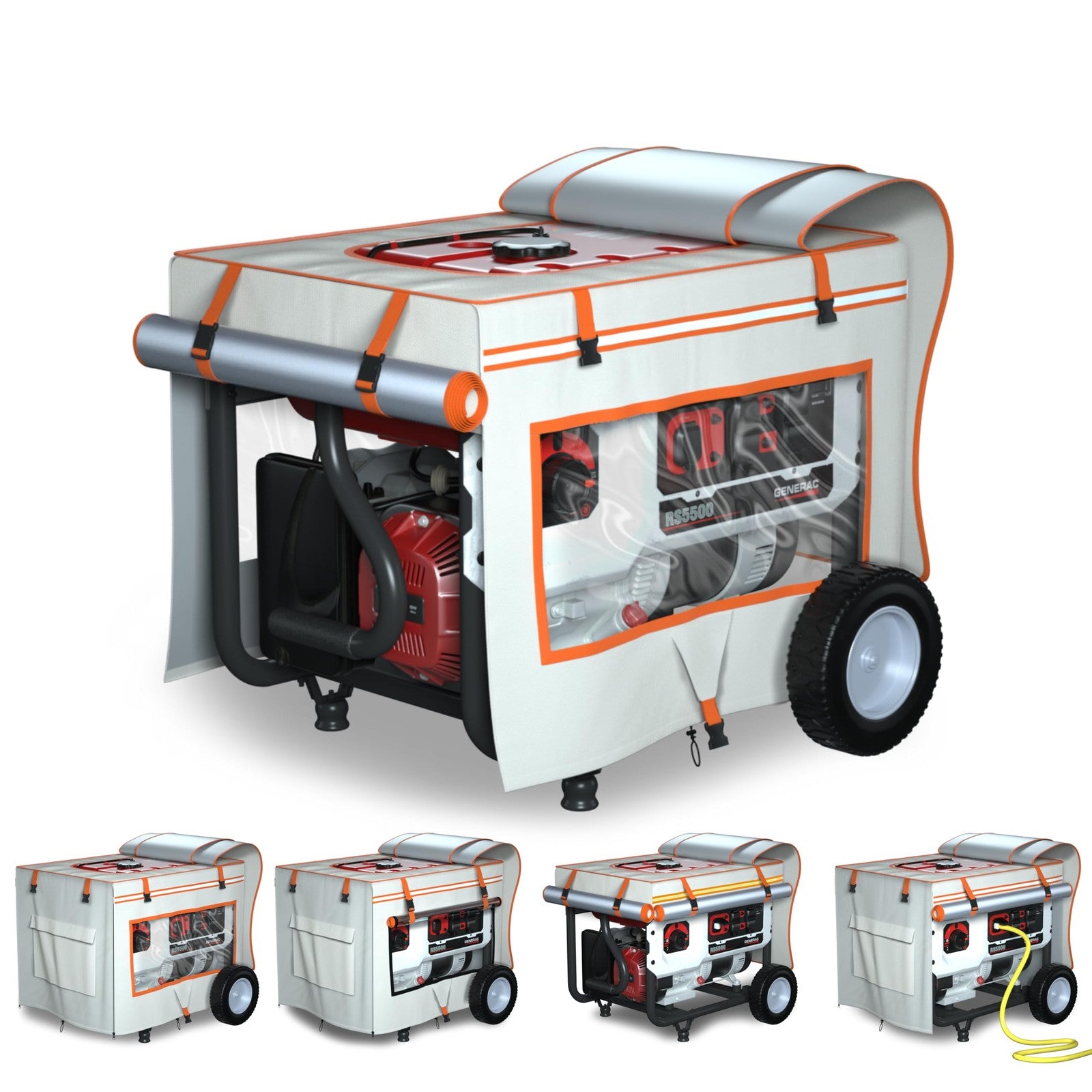 All-season TBNO generator cover fitting a 32x24x24-inch generator, designed for protection while running.