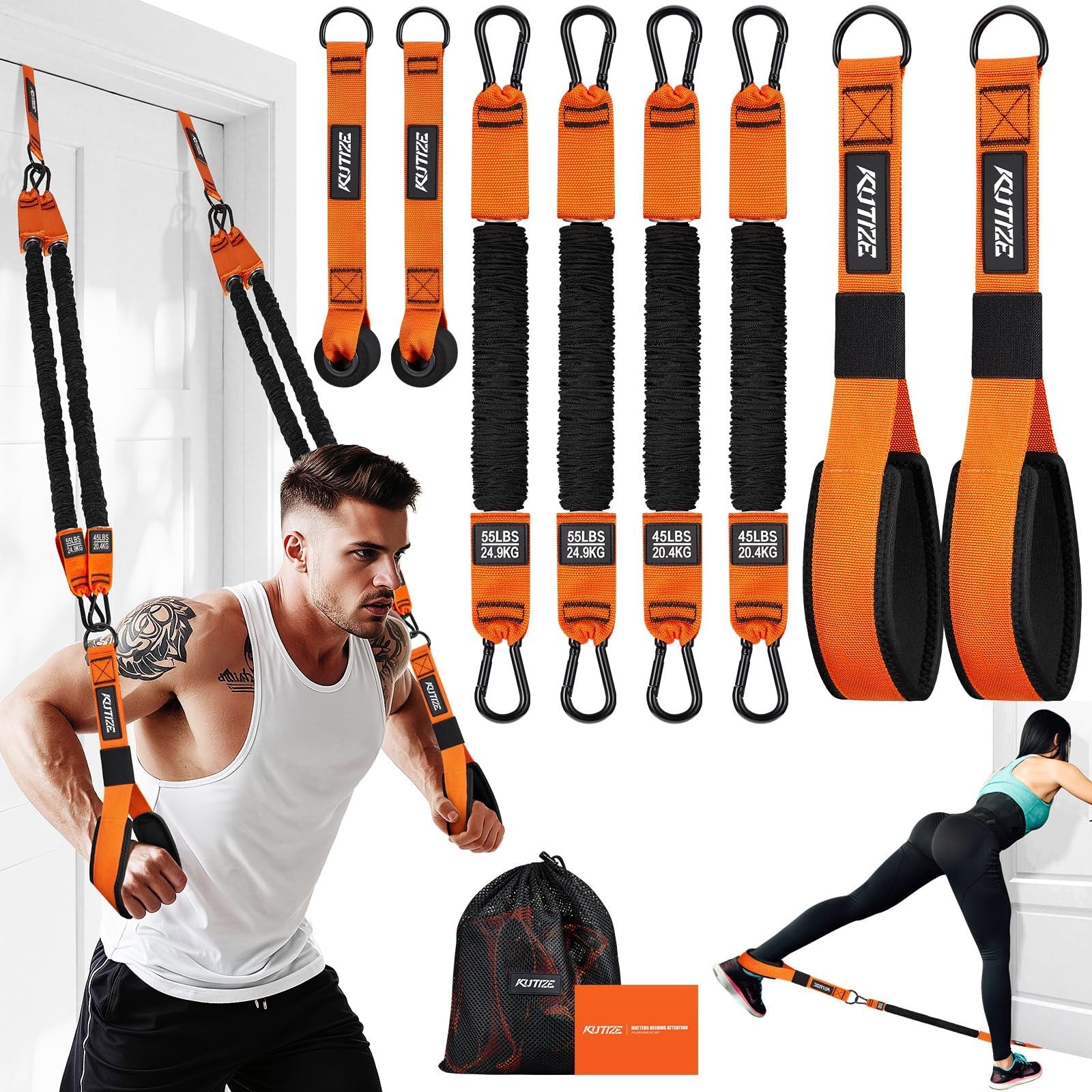 KUTIZE resistance bands with handles and door anchor, heavy-duty exercise bands for strength training and workout flexibility
