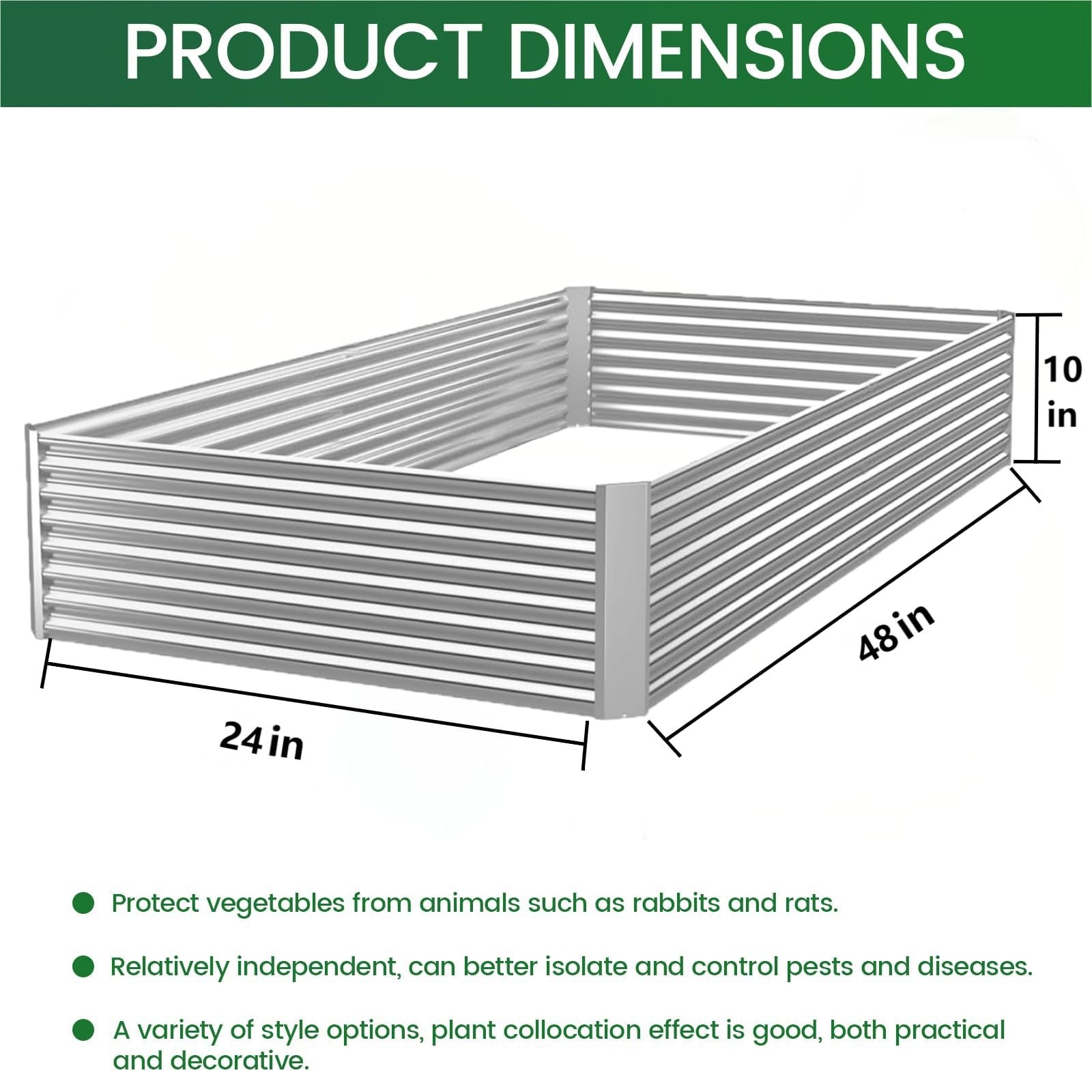 Four galvanized raised garden bed panels with a 4x2 ft size, suitable for outdoor above ground gardening.