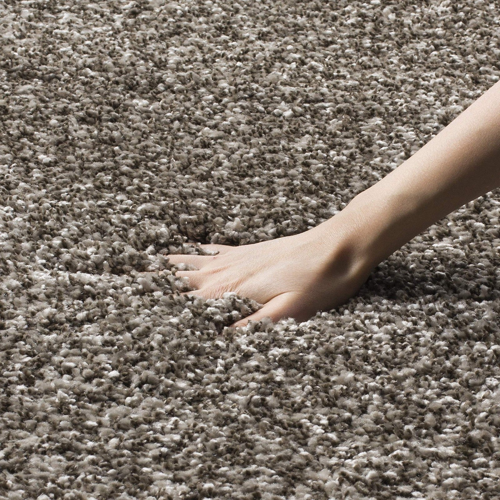 Safavieh Milan Shag Collection 3 Square Grey rug with plush, non-shedding shag pile for living room decor.