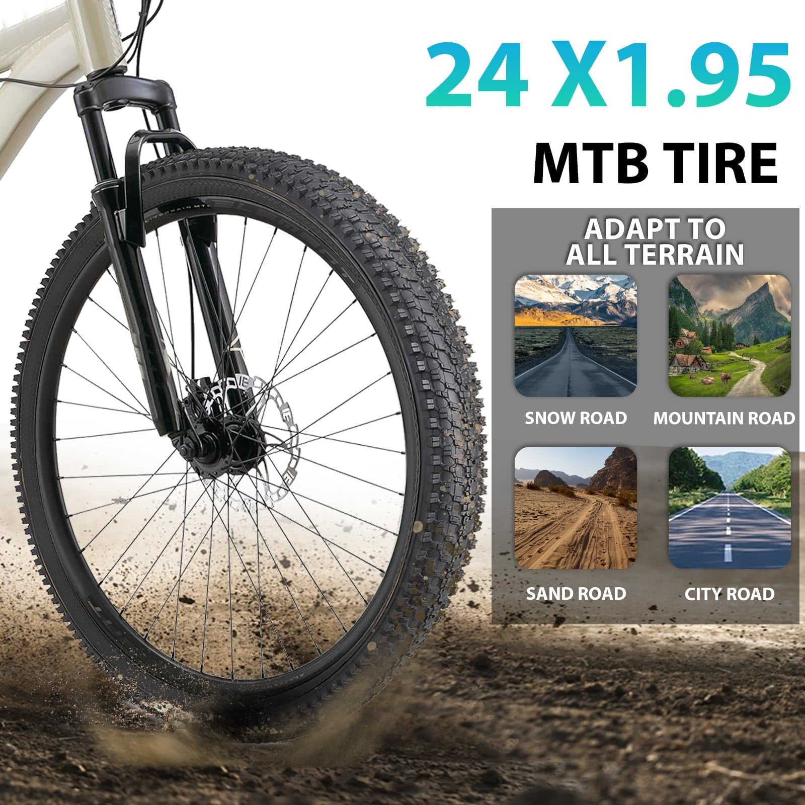 Two Hycline 24-inch mountain bike tires, 24x1.95 inch, folding design, with tread pattern visible, suitable for off-road cycling.
