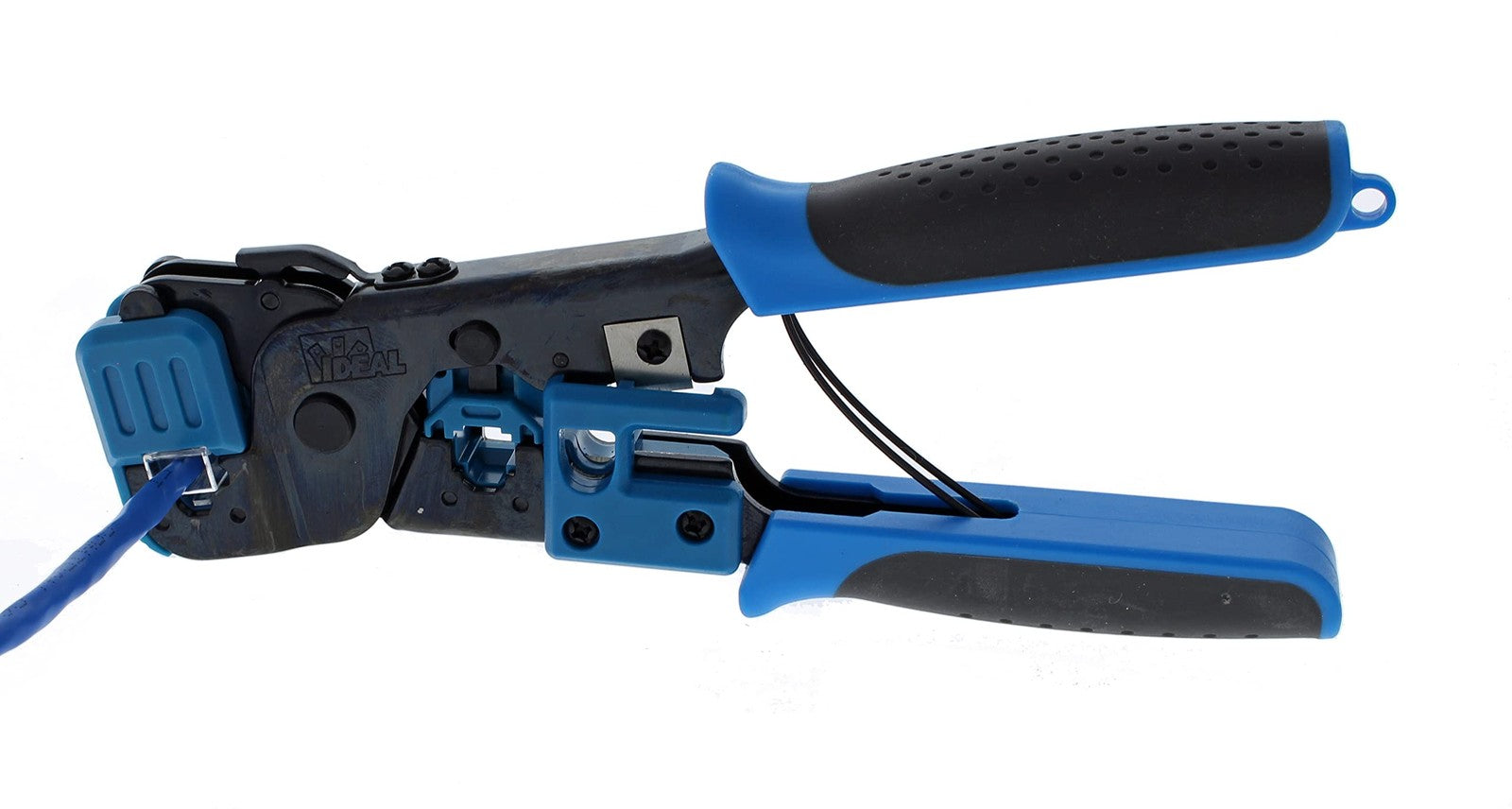 Ideal Industries RJ-45 8P8C single-piece modular plug connector for Ethernet cables, shown in close-up image.