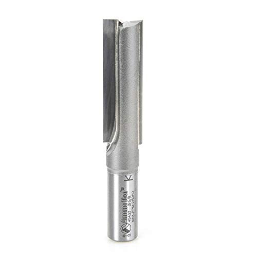 Amana Tool 45433 carbide-tipped straight plunge router bit, 5/8-inch diameter, 2-inch length, with 1/2-inch shank, for woodworking.