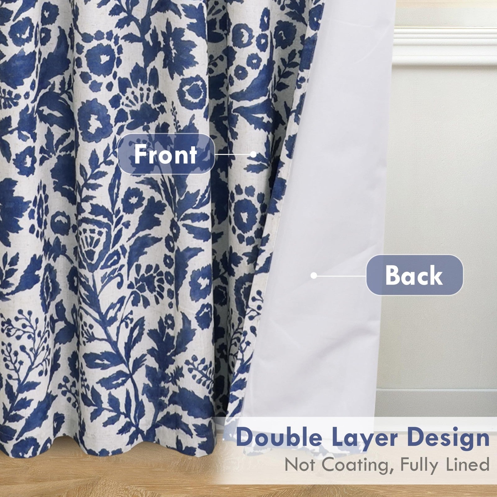 DriftAway Julia watercolor blackout curtain with black lining, thermal insulated, and energy-efficient room darkening for bedroom or living room