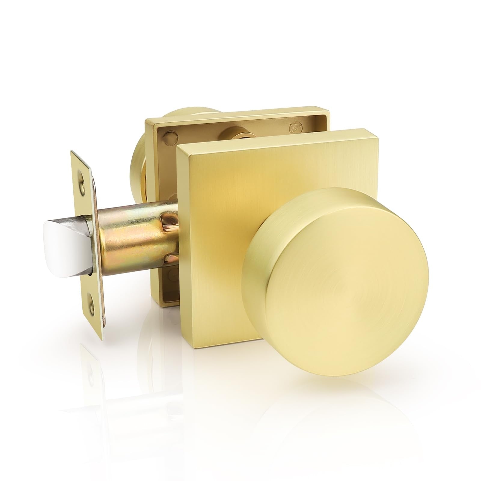 Probrico gold interior door knob with brushed brass finish, sleek handle design, no lock, suitable for interior doors.