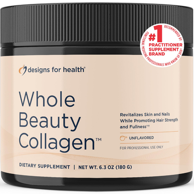 Designs for Health Whole Beauty Collagen Peptides Silica Biotin Powder container