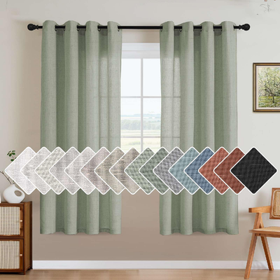 H.VERSAILTEX Linen semi sheer curtains 52x72 inches sea grass color with nickel grommets energy saving blend of linen and polyester