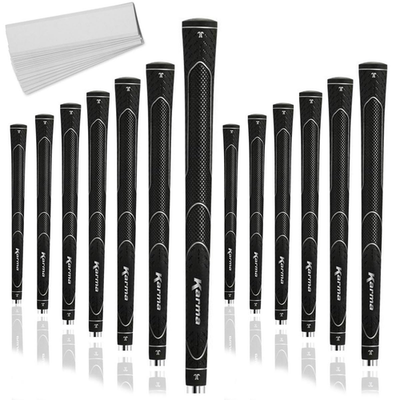 Karma Super Lite Black midsize golf grips 13-pack with tape, lightweight and designed for comfortable, secure golf club handling.