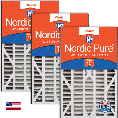 Nordic Pure Air Bear Cub 16x25x3 air filter, actual size 15 13/16 x 24 5/16 x 3, replacement filter for HVAC systems