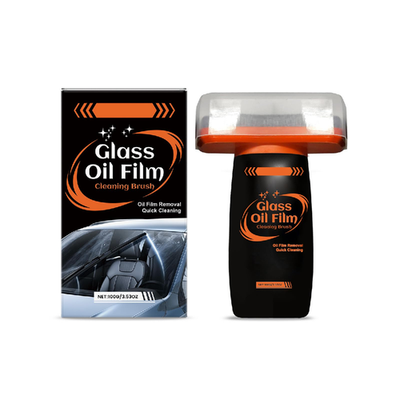 Glass Emulsion Oil Film Remover roll-on cleaner with brush for car windows, 100g bottle