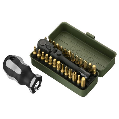 KESI 29-Pc Torx Bit Set with 2-in-1 ratchet, flex-head design, S2 steel TiN coating, includes various Torx bits and accessories.