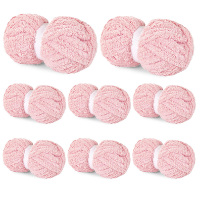 8pk pink chunky chenille yarn skeins for knitting and crocheting by BALAPET