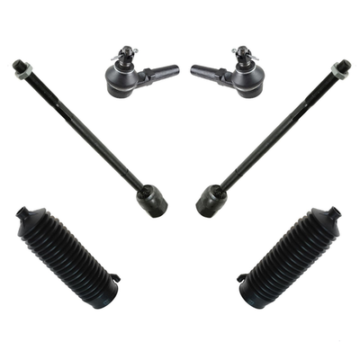 TRQ front driver and passenger side steering rack pinion bellows and tie rod kit for vehicle steering system.