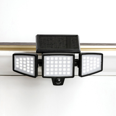 TOOLLESS AMS1971 1000-Lumen gutter-mount triple-head solar security light with adjustable heads and motion sensors.