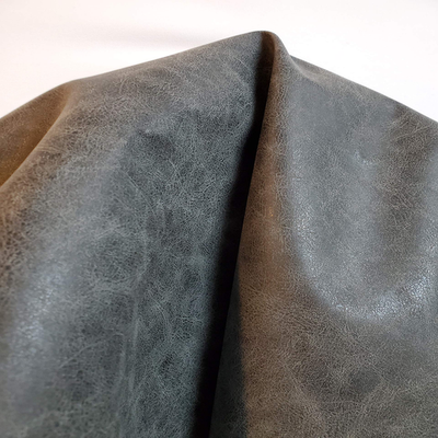 Gray distressed two-tone faux vegan leather purse by NAT LEATHERS, showing textured oily finish and sleek design.